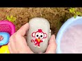 Finding Pinkfong in Rainbow Eggs, Suitcase with CLAY Coloring! Satisfying ASMR Videos