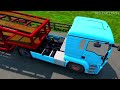 TRANSPORTING PIXAR CARS & FRUITS WITH COLORED & JOHN DEERE vs CLAAS vs TRACTORS - BeamNG.drive