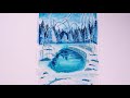 Winter landscape drawing (frozen night)watercolor painting _ speed tutorial
