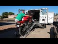 Loading and securing a motorcycle in a van