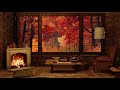 Cozy Autumn Ambience🍂Crackling Fireplace Sounds and Nature Sounds📚☕️
