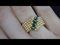 【ビーズステッチ基礎】スクエアステッチで作るビーズリングの作り方☆How to make Beaded ring. Bead Weaving. Square stitch.