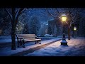 Soft Sleep Jazz in Winter Ambience - Relaxing Jazz Piano Instrumental with Nightly Snow on Street
