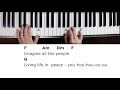 Imagine  -John Lennon (Key of C)//EASY Piano Tutorial
