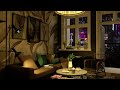 Autumn Night Coffee Shop Ambience 4K ☕ Piano Jazz Music for Relaxing, Studying and Working