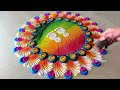 Lakshmi charan rangoli using Comb | Navratri/Diwali rangoli | Big flower rangoli | festival rangoli