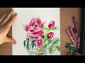 문교 오일파스텔과 다이소 크레파스로 그리는 장미 드로잉 | rose drawing with crayons and oil pastels
