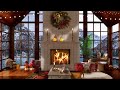 Cozy Winter Cabin & Snowfall in the Mountains  | Cozy Fireplace Ambience for Stress Relief