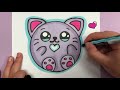 CUTE KITTEN DRAWING TUTORIAL : HOW TO DRAW  AND COLOR A KITTEN DONUT EASY