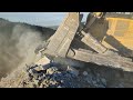 Amazing Machines Working at Another Level Komatsu D375A-8 Dozer Pushing Large Rocks Over the Cliff