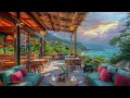 Lakeside Coffee Shop Balcony with Soothing Jazz Music ☕ Relaxing Sunset Ambience for Deep Relaxation