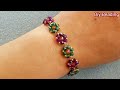 Crystal flowers bracelet/Simple and elegant bracelet/Easy jewelry making at home/Diy Beading