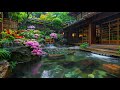 Peaceful Japanese Garden Rainfall🌺Soothing Rain Sounds and Piano Music for Relaxing the Mind