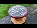 Building a beer bottle cap cable reel table using bottle tops and epoxy resin