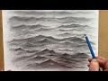 How to draw WATER ✦SEA ✦WAVES with pencil ✏️ easy drawing tutorial - unintentional ASMR