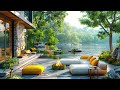 Smooth Jazz Music for Stress Relief ⛅ Relaxing Spring Morning Jazz in Outdoor Coffee Shop Ambience