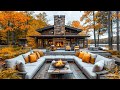 Cozy Fall Coffee Shop Ambience 🍂 Warm Jazz Music & Relaxing Jazz Instrumental with Fireplace Sounds