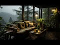 Cozy Cabin Porch Ambience 🌙 Rain sounds for sleeping on a cozy porch of a forest cabin