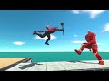 Colossal Kick Superhero and Villains in Lava Pool - Animal Revolt Battle Simulator