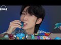 ASMR Galaxy Blue Color Food Ice cream Honey Jelly Candy Desserts MUKBANG EATING SOUNDS