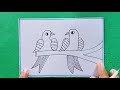 Love Birds Drawing Easy | How to Turn 2021 Into Cute Love Birds | Numbers Drawing 2021 |