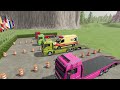 TRANSPORTING POLICE CAR, AMBULANCE, FIRE TRUCK, COLORFUL CARS, WHIT TRUCK, -FARMING SIMULATOR 22!