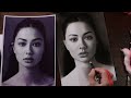 The process of drawing a portrait of a girl