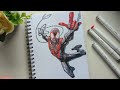 Drawing Spiderman with Ohuhu markers 🔴🔵 #marvel #drawing