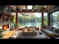 Relaxing Jazz Music for Stress Relief ☕ Positive Spring Morning Jazz in Outdoor Apartment Ambience