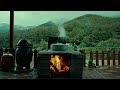 Korean countryside, the sound of rain and burning wood - fireplace rain relaxing