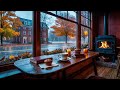 Cozy Autumn Coffee Shop 🍂 ☕ Perfect Fall Ambience | Rain & Fire Sounds for Sleep or Focus | Ambient