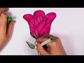 How to Draw a Rose Easy - Open Rose Art Tutorial - Easy Art for Kids | CC