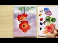 How to paint Trumpet vine flowers step by steps? 🌸