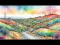 Healing_Calm Music_Watercolor_Rainbow Landscape