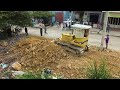 Full Video!! By Land size 20mX40m Process Fill the soil Use Dozer D31p KOMATSU And Dump Truck5T