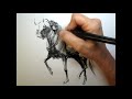 Drawing a Black Wildebeest ink and waterbrush 101-10 Tina Schmidt