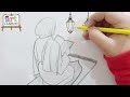 رسم سهل | رسم بنت محجبة تحمل القران خطوه بخطوه للمبتدئين | رسم بنات | رسم رمضان  | تعليم الرسم