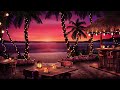 Hawaiian Sunset Cafe Ambience with Relaxing Hawaiian Guitar Music & Crashing Waves Sounds