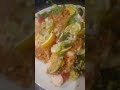 Salmon dinner mix rice vegetables salad 🍀