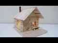Ahşap Çubuklardan Mini Dağ Evi Yapımı - DIY Mini Log Cabin
