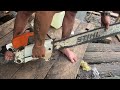 PROSES PEMBUATAN BALOK DARI KAYU DAMAR RAWA || CHAINSAW STIHL 070