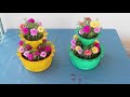Recycle Plastic Bottles To Make beautiful Two Tier Flower Pots To Grow Portulaca Moss Rose