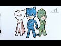 How to Draw PJ masks Catboy , Gekko  and Owlette Easy | Step by Step