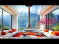 Sweet Spring Ambience 🌸 Jazz Instrumental Music to Focus,Relax ~ Luxury Apartment & Fireplace Sounds