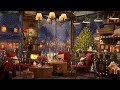 Winter Jazz in Cozy Coffee Shop Cabin🎄 Christmas Ambience with Jazz and Cracking Fireplace for Relax