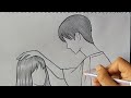 Couple drawing easy 一步一步简单地用铅笔画出一对恩爱夫妻  Pencil sketch of a loving couple, easy step by step drawing