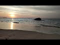 Perfect Beach Scene and Rock of Sunset Ocean Wave Most Relaxing