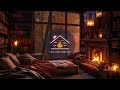 Feeling Autumn Rainy Day at A Cozy Reading Nook with Smooth Jazz Music 🌧️ Fireplace Sound for Sleep