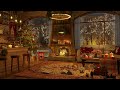 Snowy Winter Night at Coffee Shop Ambience 4K ❄ Relaxing Jazz Music to Relax/Study to