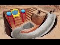 Building Underground Tunnel Water Slide Park To Toilet Swimming Pool And Underground Temple House
